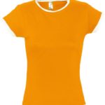 Футболка женская Moorea 170, оранжевая с белой отделкой